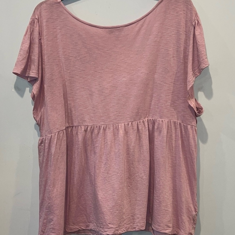 Lucky Brand Light Pink Embroidered Short Sleeve Peasant Blouse Women’s Size XL - Picture 7 of 10